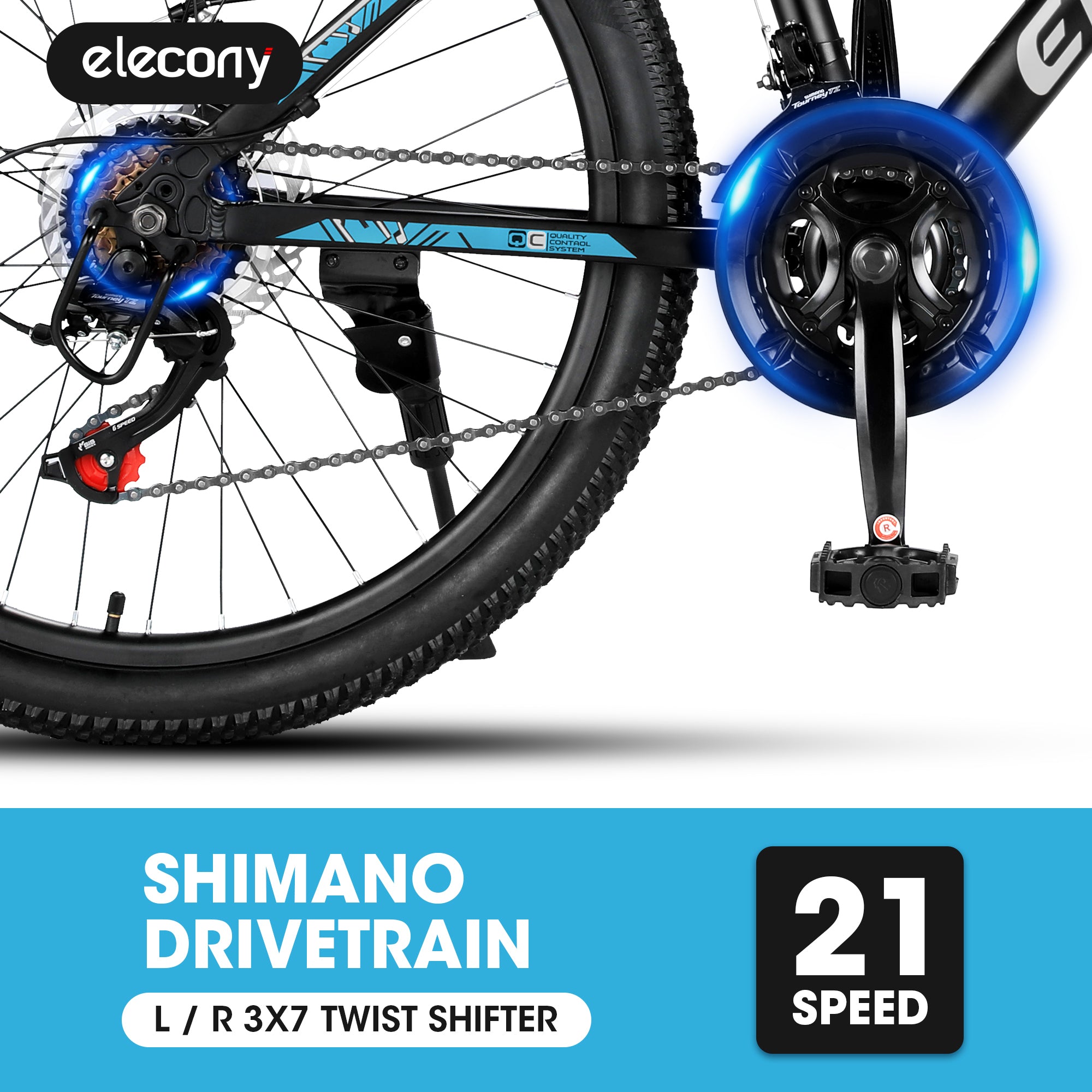 A26299 Rycheer Elecony 26 inch Mountain Bike Bicycle for Adults Aluminium Frame Bike Shimano 21-Speed with Disc Brake