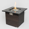 Enkindle Summit, 30inch Outdoor Fire Table Propane Gas Fire Pit Table with Lid Gas Fire Pit Table with Glass Rocks and Rain Cover