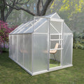 GreenHaven 8' L x 6' W Walk-in Polycarbonate Greenhouse with Roof Vent, Sliding Doors, Aluminum, White