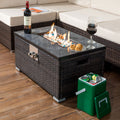 Flame Vista, 32inch Outdoor Fire Table  Propane  Fire Pit Rattan gas fire table, gas fire table with tile tabletop