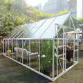 Garden Escape 8 x 16 Walk-in Polycarbonate Greenhouse with Roof Vent and Sliding Doors Weather-Resistant, White
