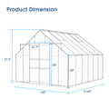 FreshHarvest 10' W x 12' D Walk-in Polycarbonate Greenhouse with Roof Vent, DOuble Sliding Doors, Aluminum, White