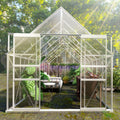 Garden Escape 8 x 16 Walk-in Polycarbonate Greenhouse with Roof Vent and Sliding Doors Weather-Resistant, White