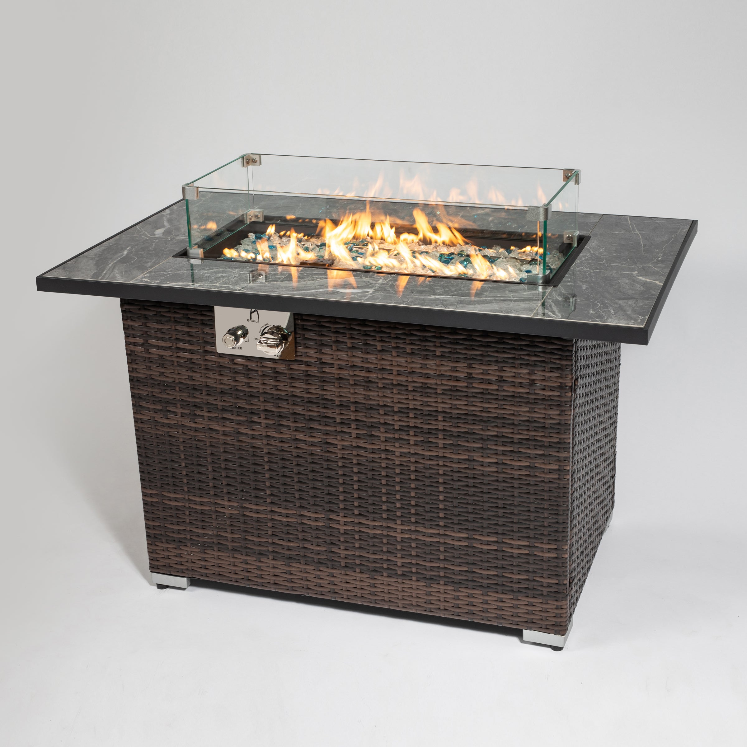 Ignite Oasis Table, 44inch Outdoor Fire Pit Table, Propane Fire Table with Ceramic Tabletop Gas Fire Table