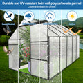OasisGrow 6x10 FT Polycarbonate Greenhouse Raised Base and Anchor Aluminum Heavy Duty Walk-in Greenhouses for Outdoor